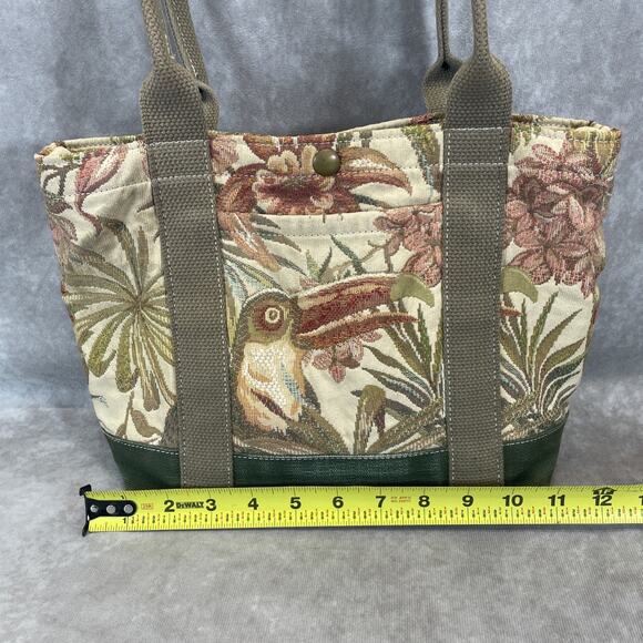 Vtg Cedar Key Canvas Tapestry Bag & Wallet Set Toucan Tropical Floral Mini Tote - Picture 3 of 11